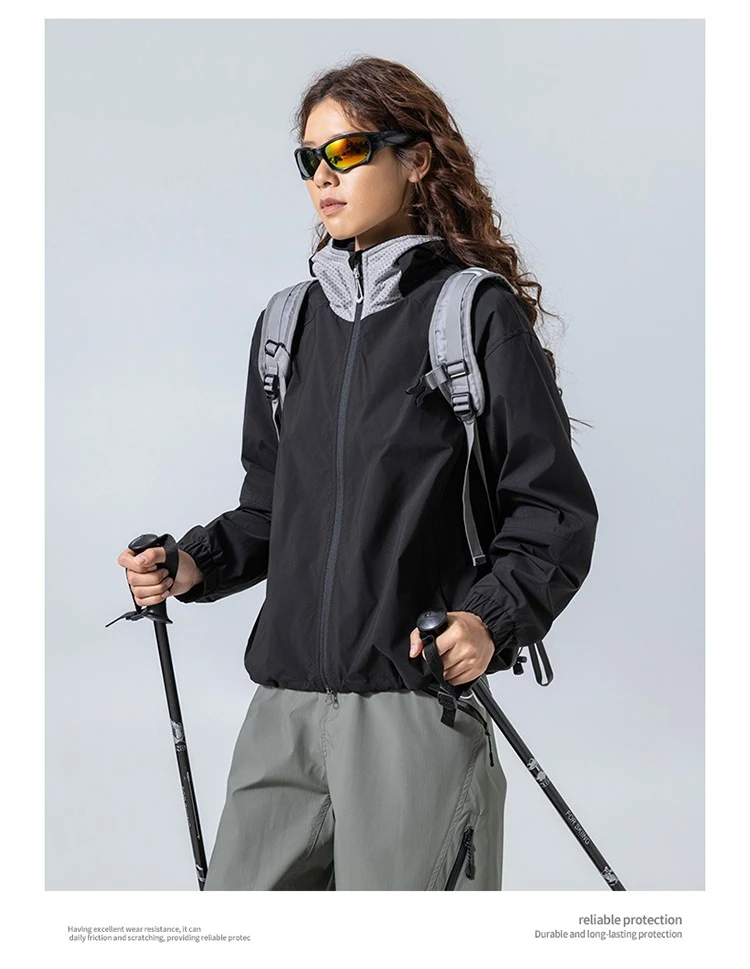 Unisex Wasserdichte Kapuzenjacke – Atmungsaktiv & Winddicht, Urban-Light Outdoor-Design mit Verstellbarem Saum für Wandern und Trekking – Detail 19
