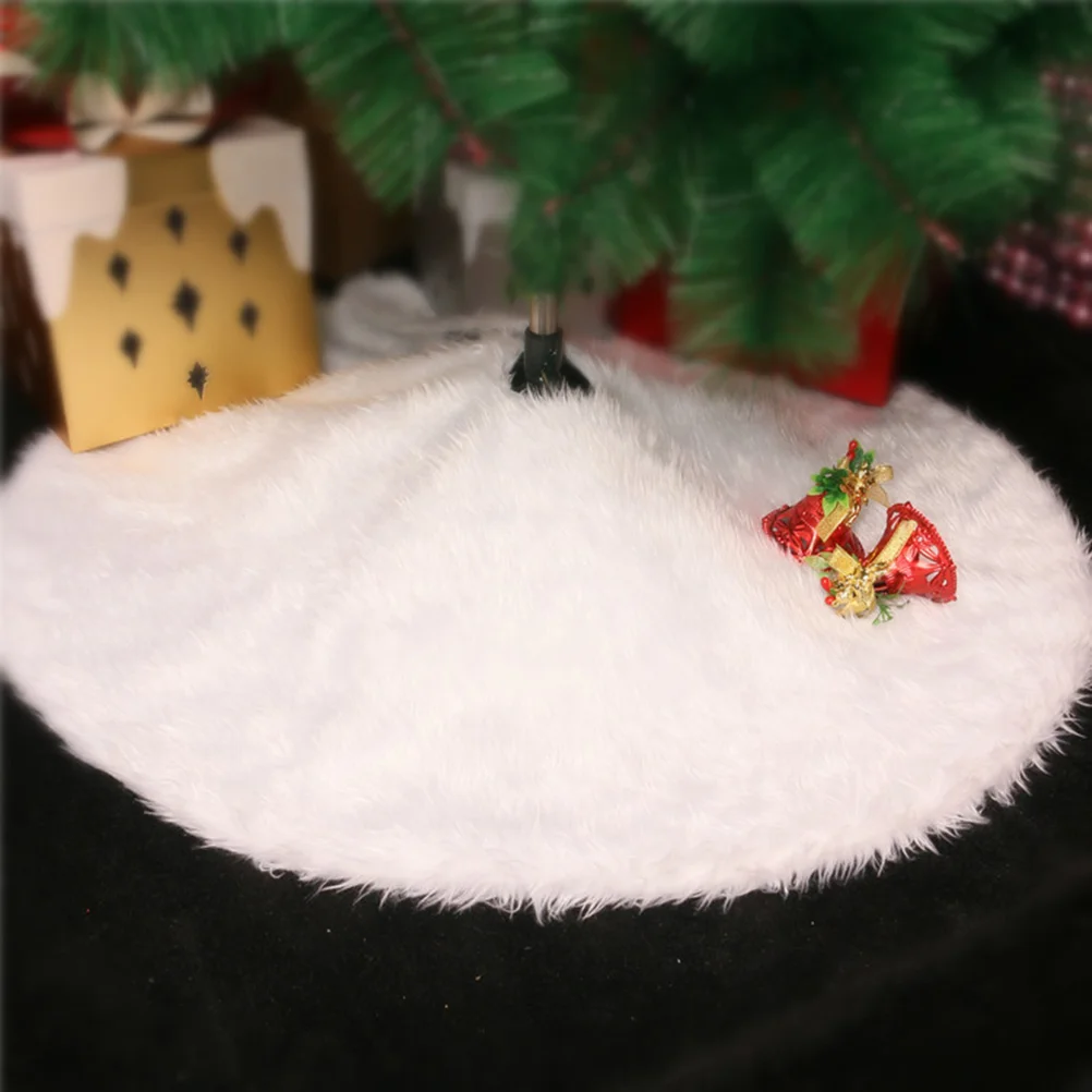 78CM Christmas Tree Skirt Felt White Plush Christmas Tree Base Decoration Apron Wrap (White) Christmas tree apron