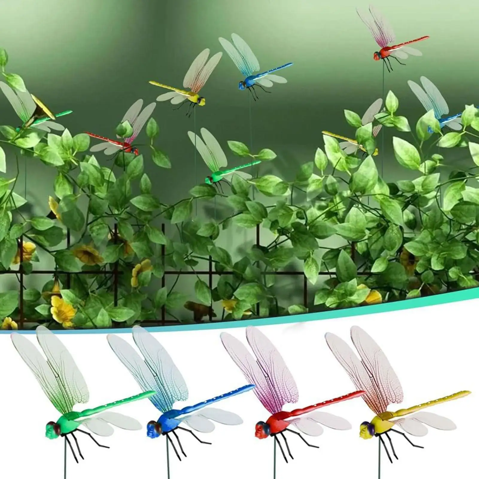 DIY Fake Dragonfly Rod Clip Simulated Patio Decor Insect Repellent Rod Dragonfly Clips Gardening Fake Dragonfly Pole Clip