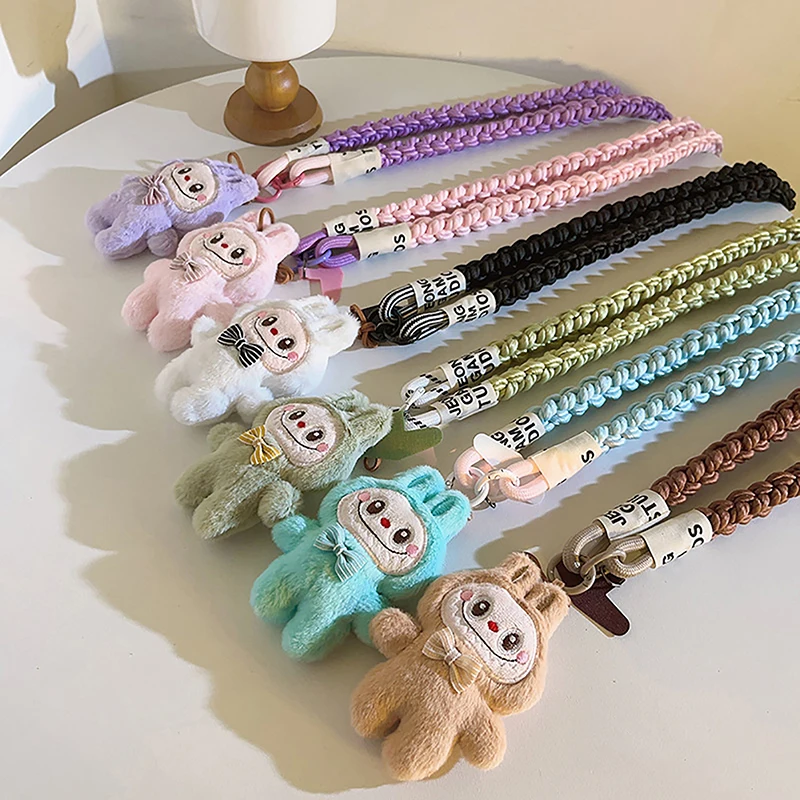 Labubu Doll Cartoon Cute Crossbody Long Phone Chain Pendant For IPhone For Samsung Huawei Xiaomi Phone Rope Strap Bag Decoration