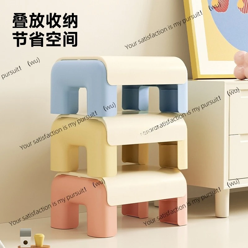 Stool high value cute baby bathroom bath chair living room thickened non-slip shoe change plastic small bench