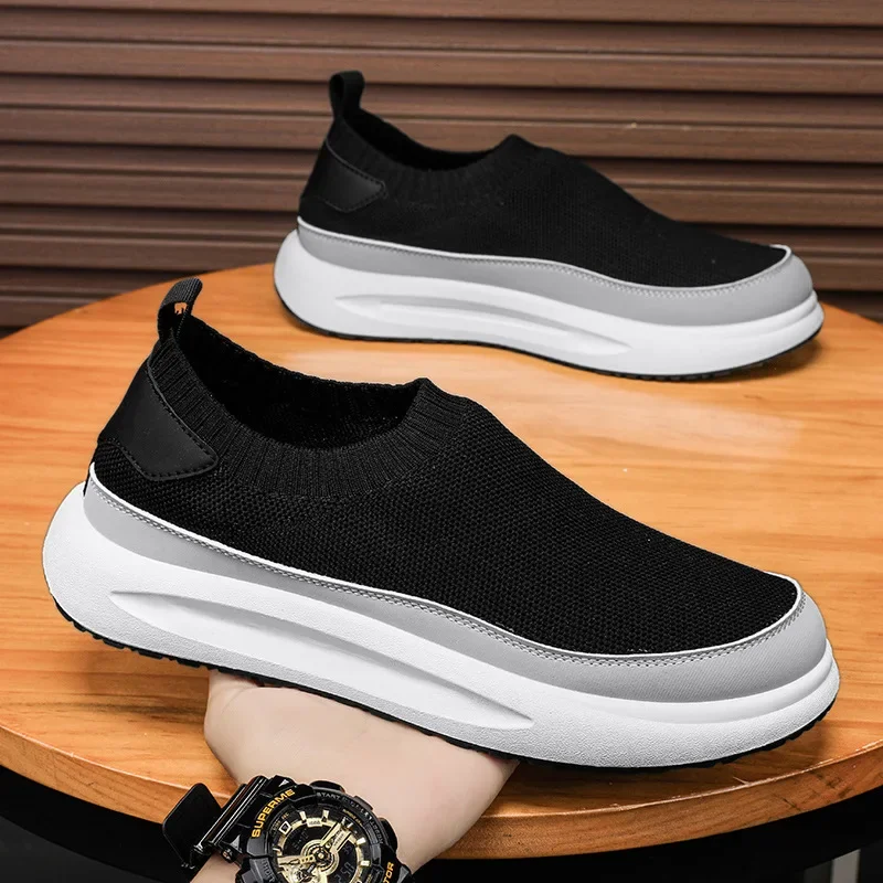 Men Shoes Breathable Fashion High-quality Hightop Socks Shoes Men Spring New Style Knitted Soft Sole Comfort Trend Casual Shoes