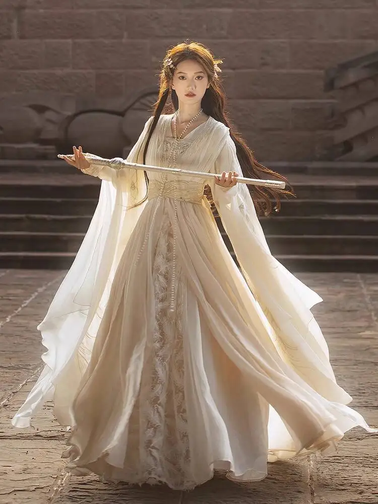 

New Hanfu Women Han Elements Waist Length Skirt Xianxia Style Fiesta Carnival Halloween Cos Cosplay