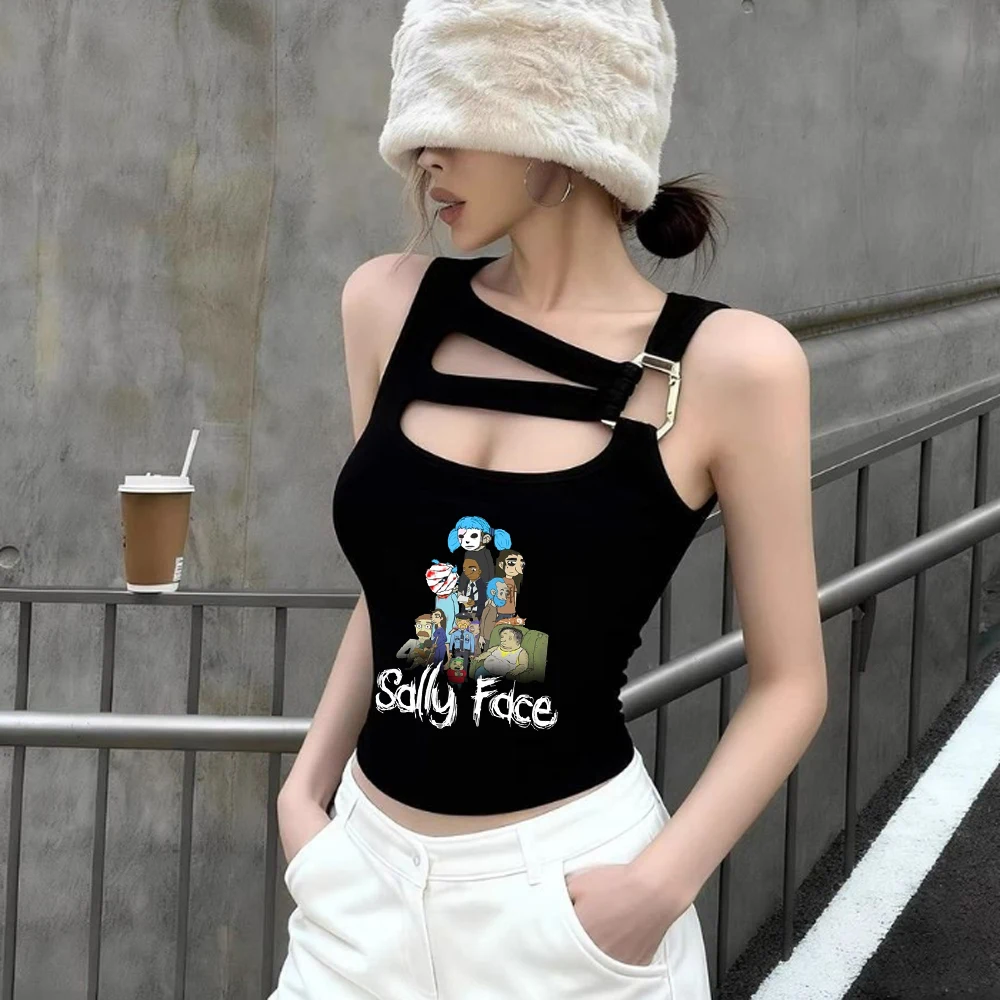 Sally Face cropped top teen y2k kawaii party korean fashion gyaru shirt grunge 2000s party