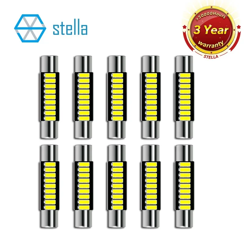 Stella 10pcs Festoon LED C5W cambus Car light 29mm 31mm for car Bulb Interior Reading Light License Plate Lamp White Free Error