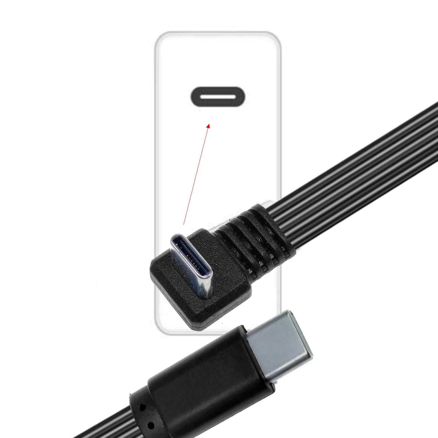 

10cm-100cm flat elbow USB-C type c up/down 90° data last pd cable left and right USB c universal data cable for Android phones