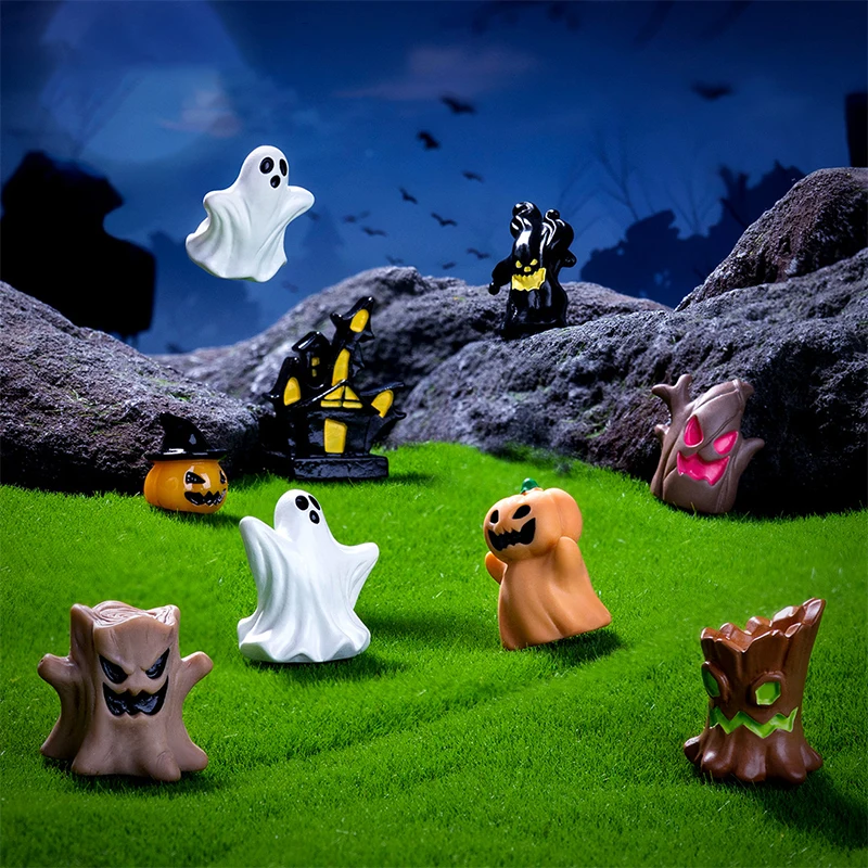 Y Halloween Pumpkin Ghost Micro Landscape Figurines Cute Small Ornaments Creative DIY Home Decoration Accessories Gifts