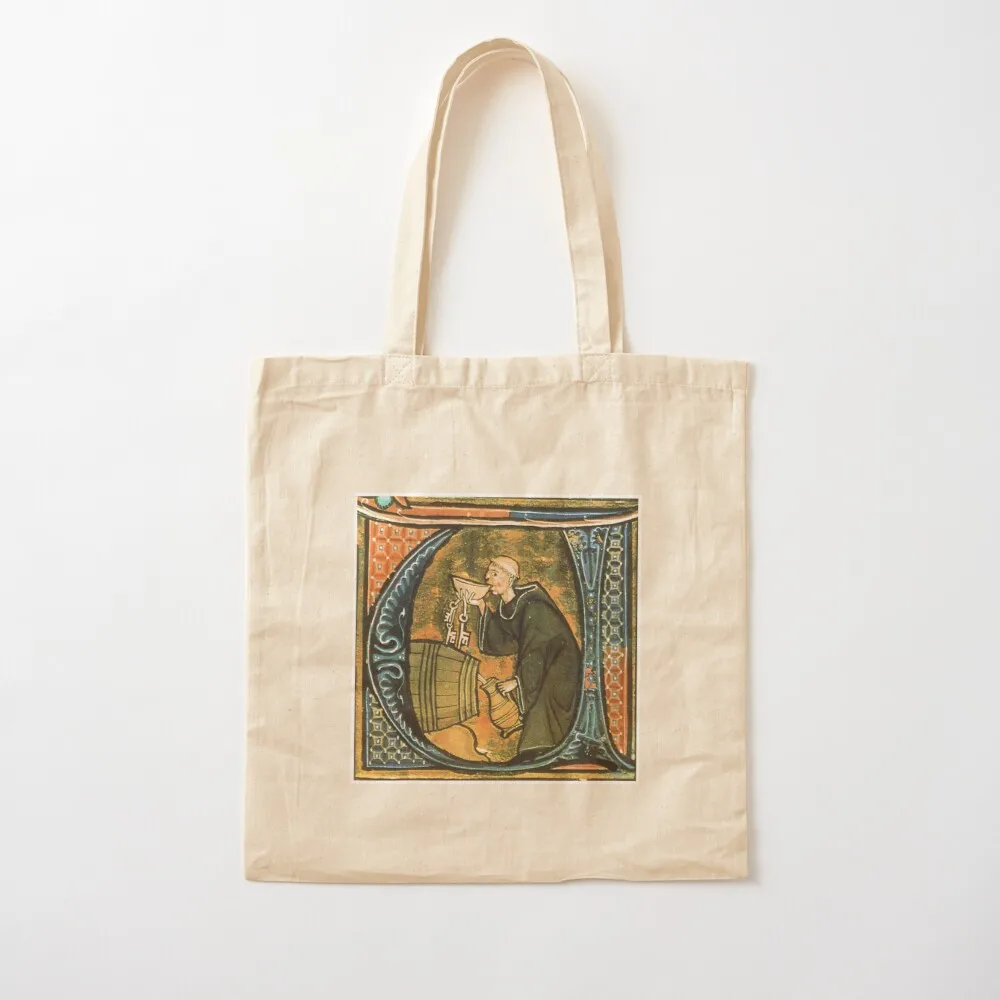 Medieval Illustration - Monk Sneaking a Drink Tote Bag canvas tote shopper bags shopper bag women tote bag custom