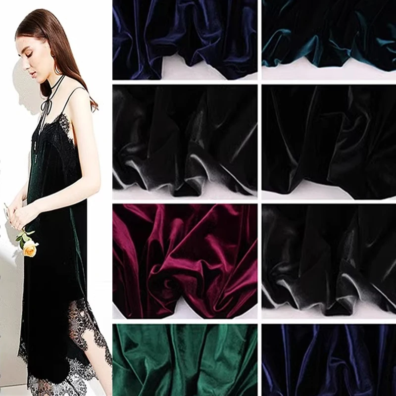 Fashion Warm Winter Velvet Fabric Elastic Sewing Handmade DIY Cloth Textile Satin Fabric By Yard for Dresses Upholstery High End