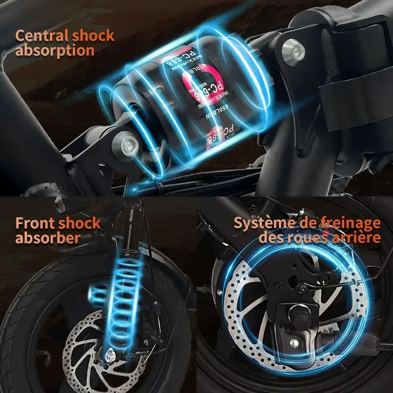 14" Mini faltbares Elektro-Motorräder E-Bike für Erwachsene, 450W Spitzenmotor Ebike 20Mph 19,5 Meilen 10,4AH Elektrofahrrad für Erwachsene