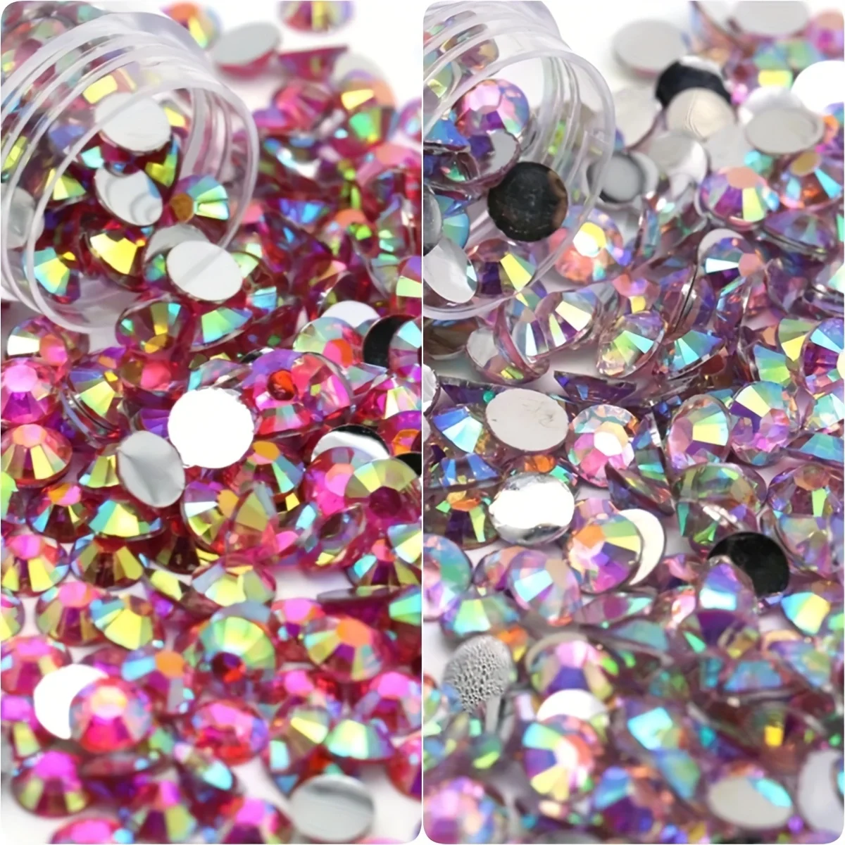 Resin Rhinestones Lt.Pink AB/Dark.Rose AB Silver Bottom 2-6mm Non Hotfix Flatback Rhinestone For Nail Art Garment Decoration DIY