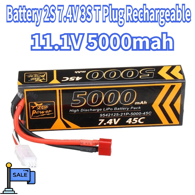 

Battery 2S 7.4V 3S 11.1V 5000mah T Plug Rechargeable RC Lipo Battery Packs for RC FPV Drone Car Monster Truck Boat Helicopter