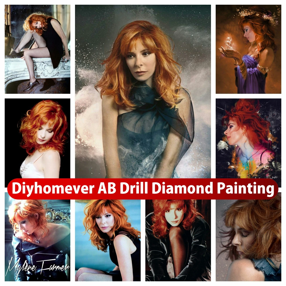 Mylene Farmer 5D fai da te AB pittura diamante ricamo cantante francese kit punto croce fatti a mano mosaico artigianato decorazioni per la casa