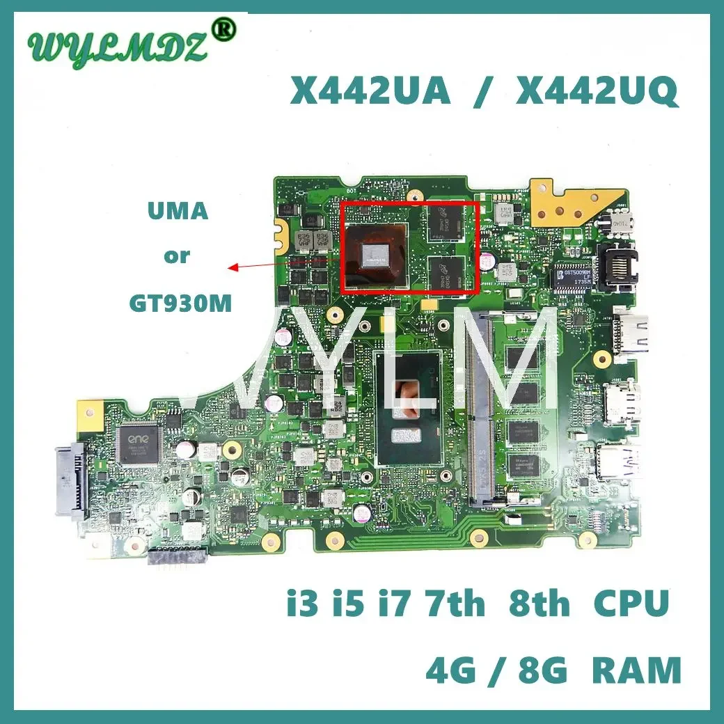 

X442UQ i3 i5 i7 CPU 4G 8G-RAM Motherboard For Asus X442U X442UQR X442UN X442UNR X442UF X442UR A480U X442UA X442UAR Mainboard