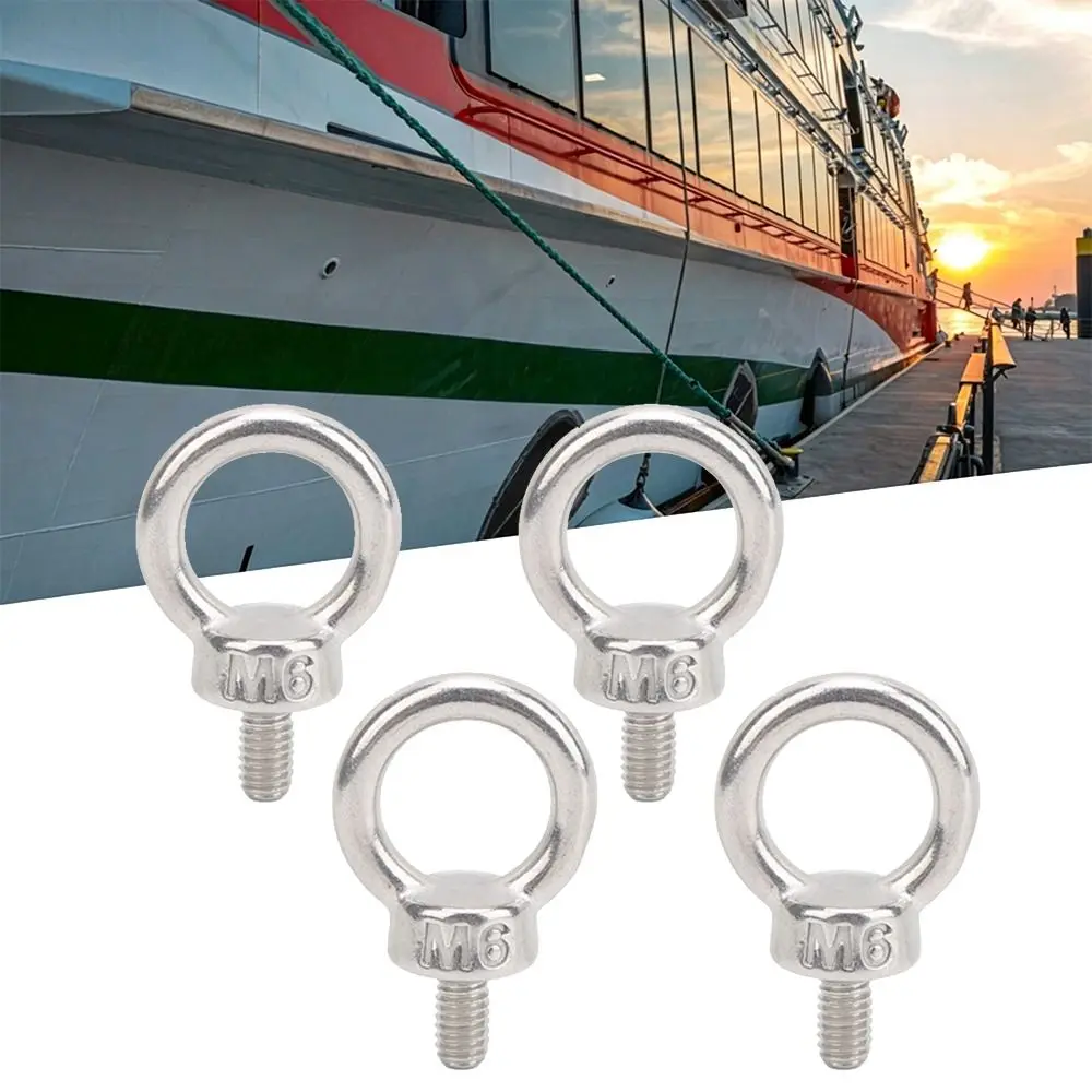 4pcs Sturdy M6 Metric Thread Lifting Eye Bolts Marine Grade Durable Eye Ring Bolts Shoulder Eye Bolts Marine Use