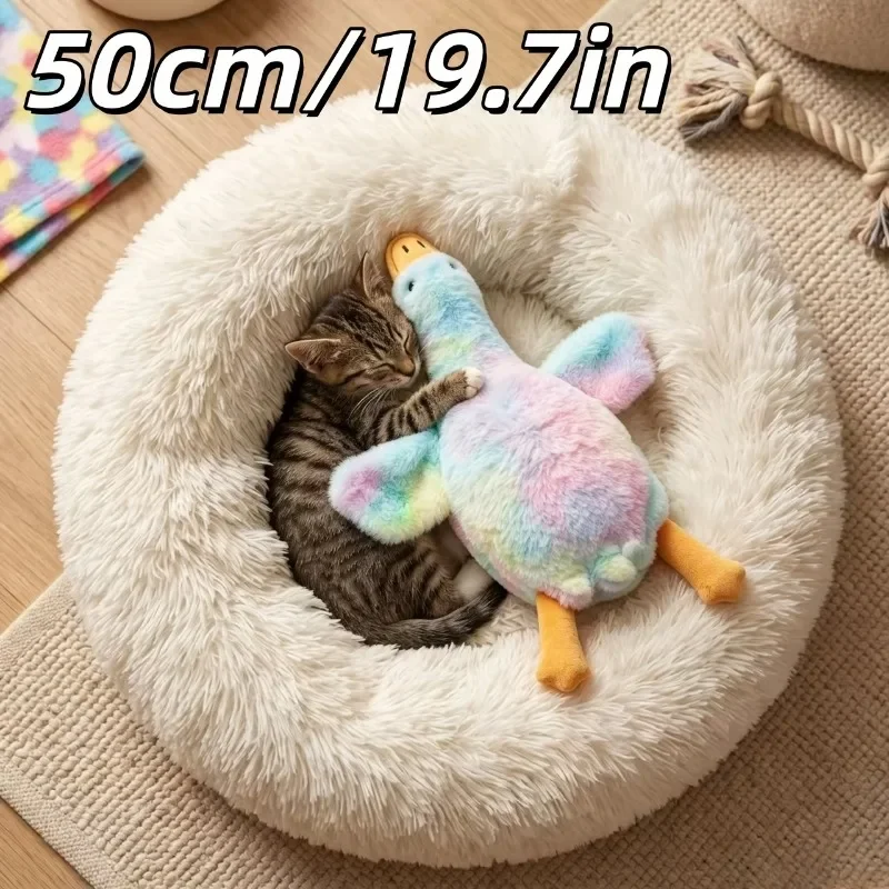 1 Stück 50 cm großes weiches Enten-Plüschtier für Katzen und Hunde, waschbarer Haustierbegleiter für kleine/mittelgroße Haustiere (gestickte Augen + kein Reißverschluss-Design) – Detail 6