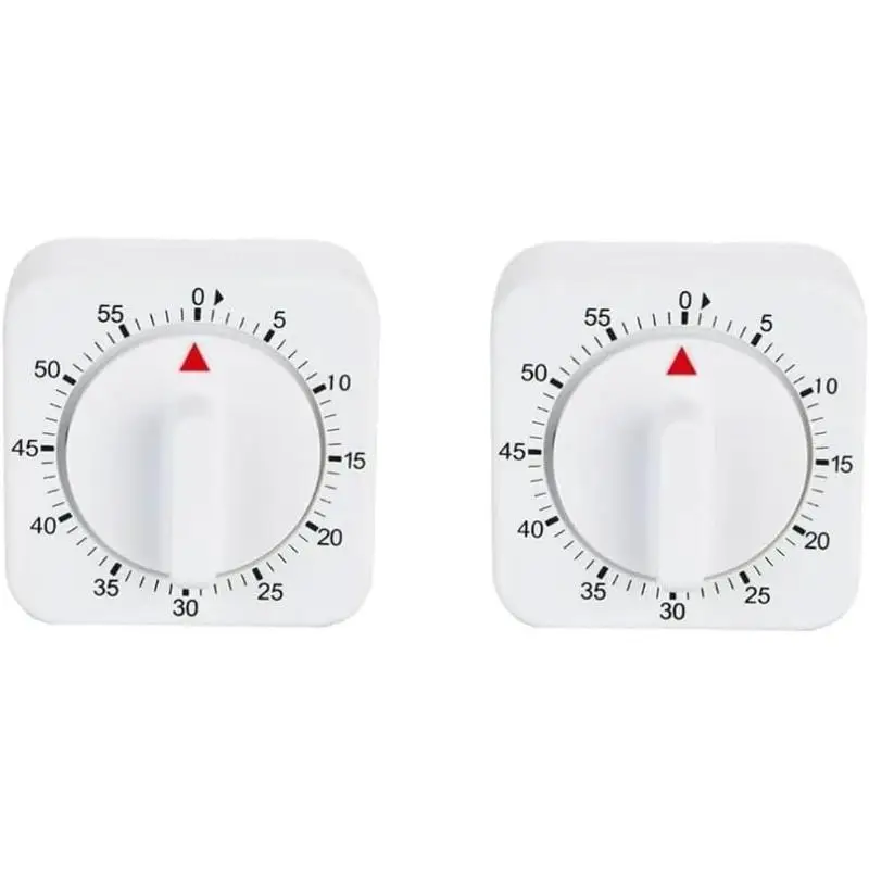 1PC White Timer Clock 60 Minute Mechanical Kitchen Timer Wind Up Visual Cooking Clock Loud Alarm No Batteries Required Ideal for