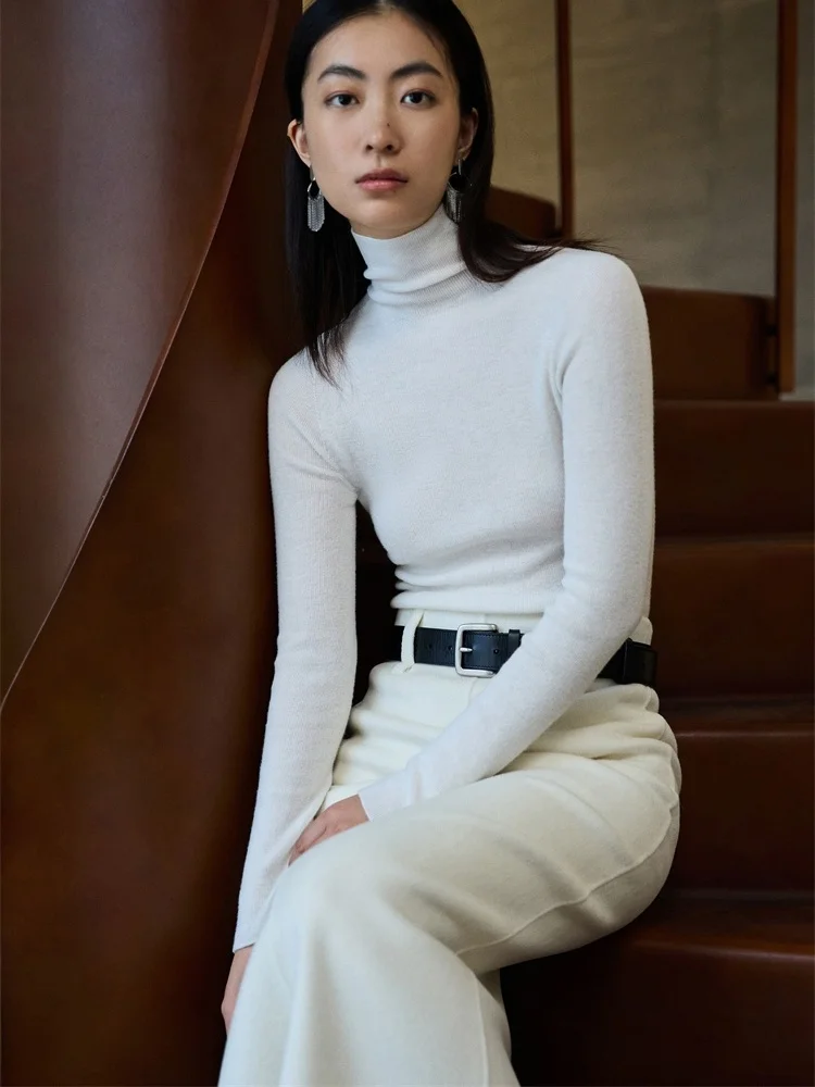 

FANNIU Осенне-зимняя шерстяная вязаная водолазка с высоким воротом, пять цветов, универсальная базовая модель, женская, для повседневной носки, мягкая шерсть