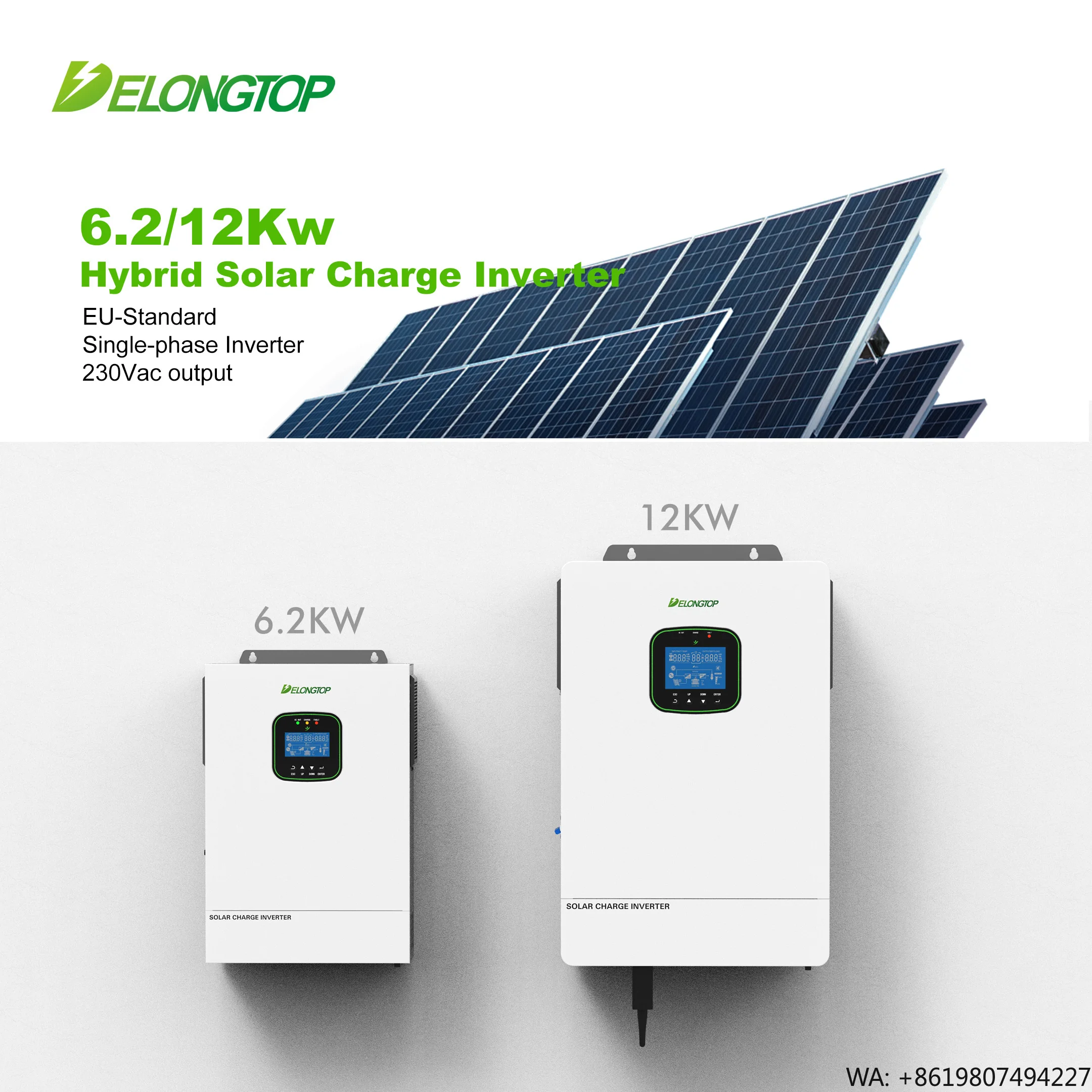

Lithium Battery Storage System 6KW 12KW Power Inverter DC 220/230V Dual AC Pure Sine Wave Home Solar System Hybrid Off Grid