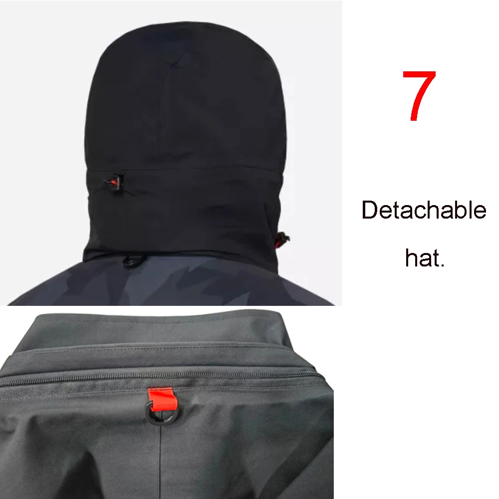 Wasserdichte Windjacke für Herren, Outdoor-Sport-Hardshell-Jacke zum Angeln, Kajakfahren, Segeln, winddichter Regenmantel zum Bergsteigen – Detail 19