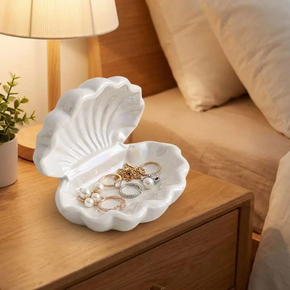 3D Printed Shell Shape Storage Box Multi-function Decorative Shell Trinket Box Plastic Shell Ornament Entryway