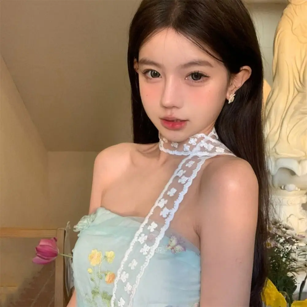 1 шт. новый длинный платок на голову с кружевной вышивкой, шарф для волос, белый 160 см, повязка для волос с бантом, платок, летний головной убор