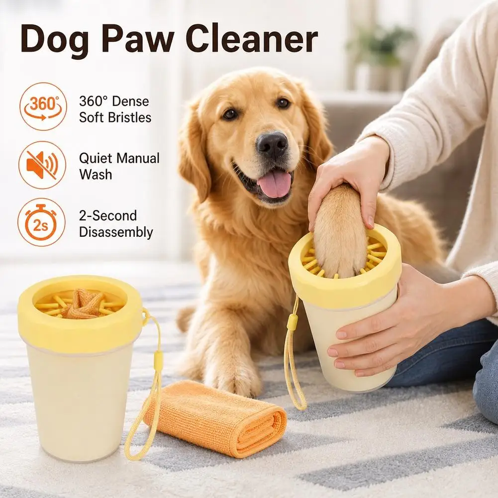 Vaso portátil para limpiar las patas de los perros, cepillo de silicona suave para lavar las patas, herramienta para limpiar las patas empapadas en barro, ideal para uso en exteriores, y accesorios para el cuidado de mascotas.