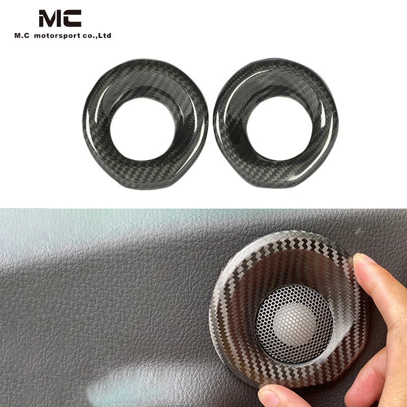 2 Pcs Interior Trims Dry Carbon Fiber Audio Speaker Covers For Toyota Supra GR A90 A91 MK5 2019+