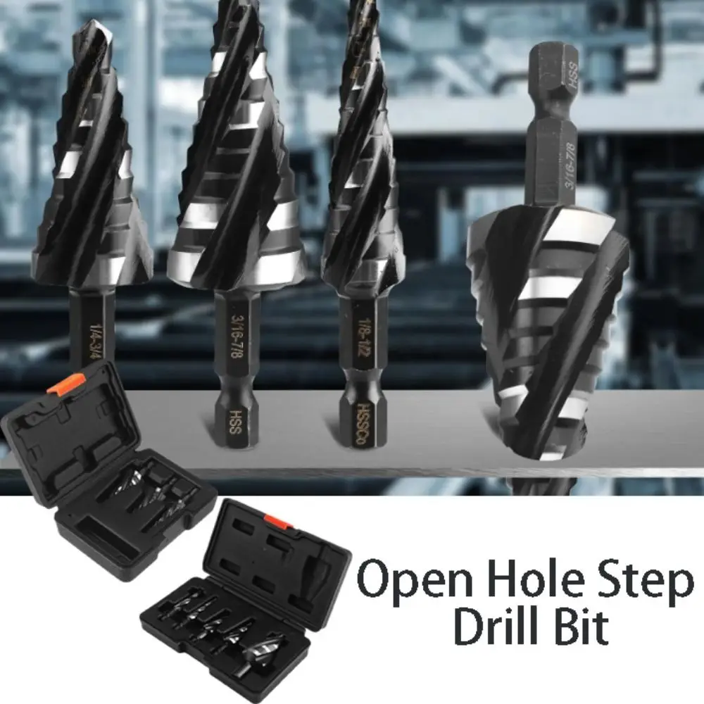 

3 Piece Set Step Drill Bit Bearing Steel 5 Piece Set High Speed Bearing Steel Four Spiral Flute Stainless Steel