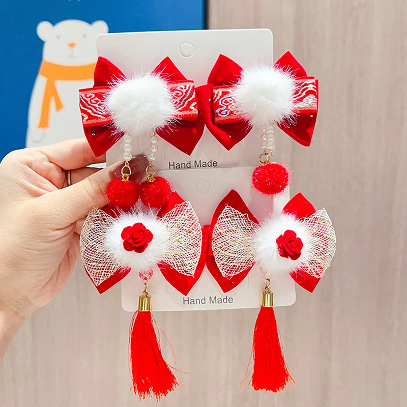 Kinder Nette Chinesische Anhänger Ornament Haar Clips Mädchen Schöne Süße Haarspangen Haarnadeln Kinder Haar Zubehör