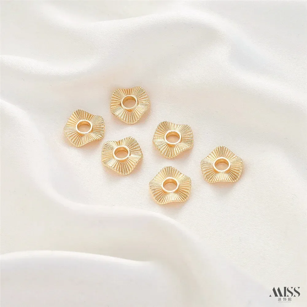 14K Gold-wrapped Color-preserving Wavy Lace Bead Spacer DIY Handmade Bracelet Necklace Beaded String Jewelry Accessories