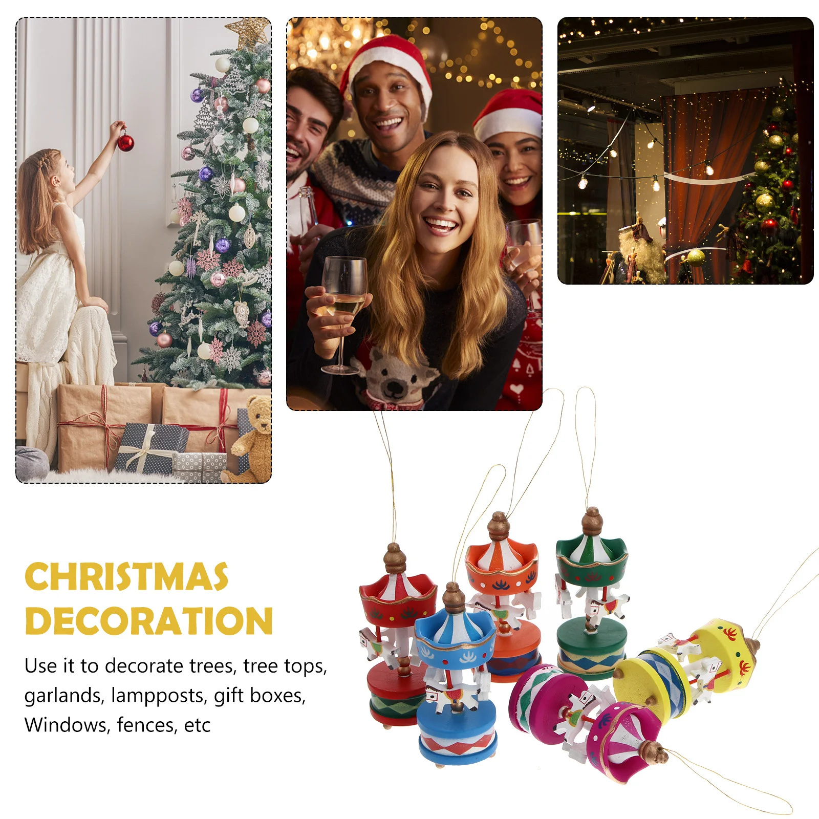 

6 pcs Merry-Go-Round Ornaments Christmas Decorations Set Holiday Home Decor Festive Pendant Creative Christmas Tree Supplies