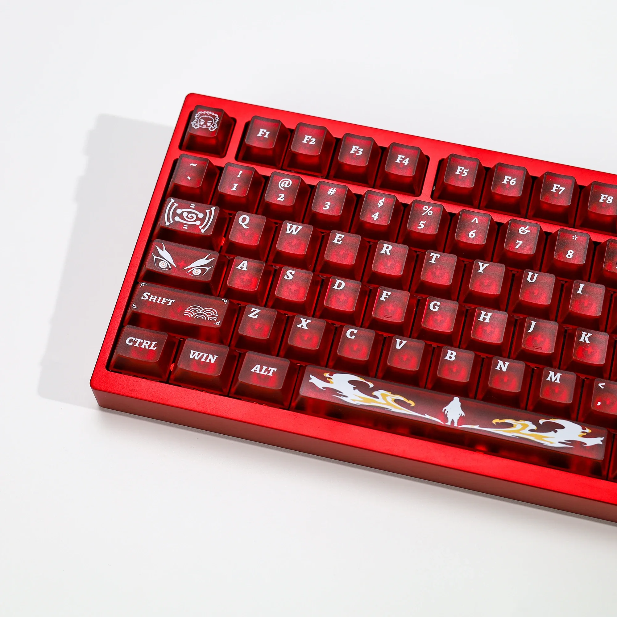 KBDiy Cherry Profile Nichirin Sword-Red Keycaps Custom Matte Translucent 137 Keys Cap for Mechanical Keyboards PC Material UV