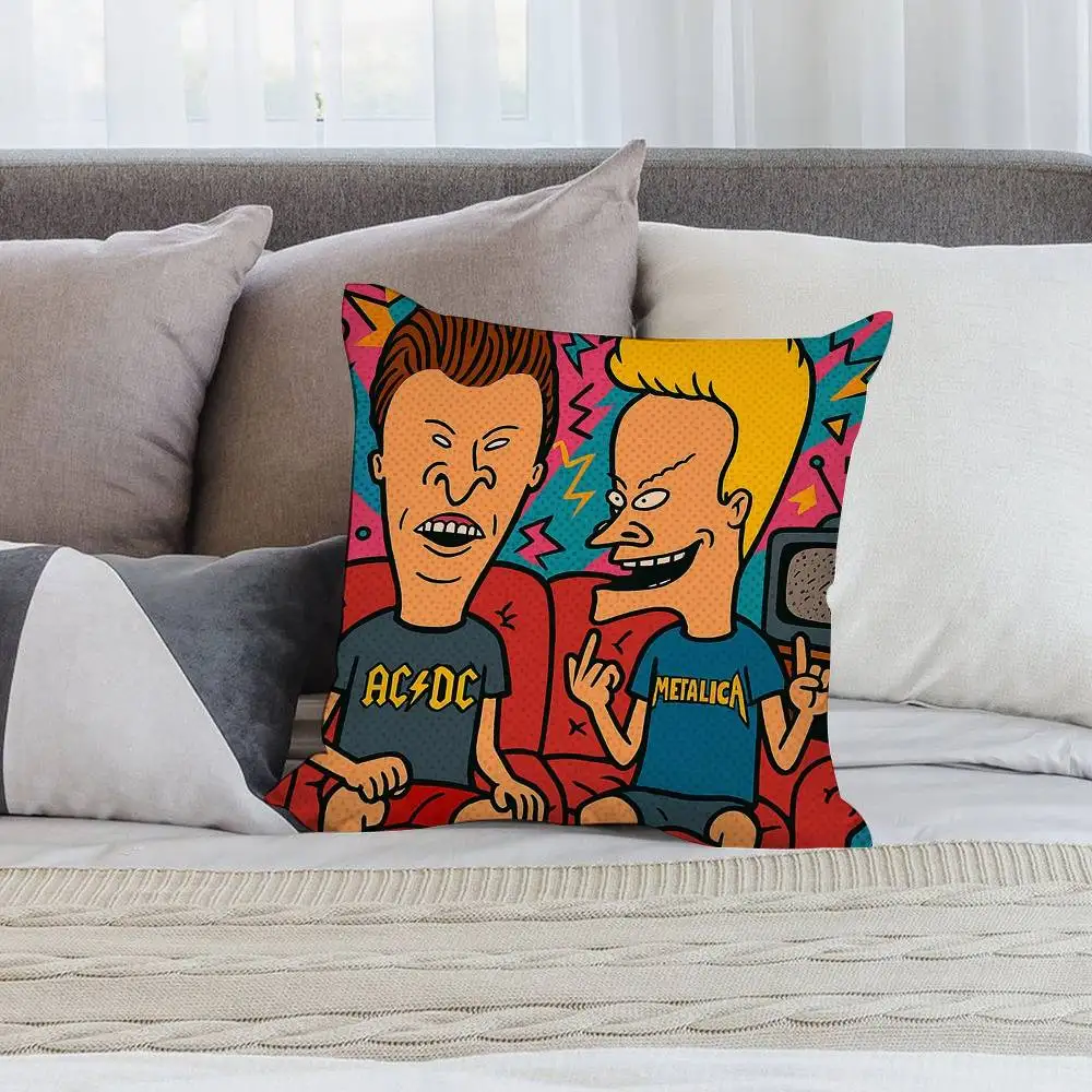Funny B-Beavis and BUTT-HEAD Pillow Case Short plush Double-sided Print Square Throw Pillow Covers Sofa Home Cushion Decor