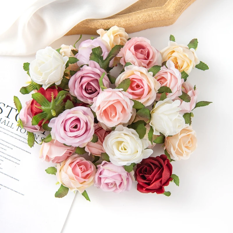 10 Stück Künstliche Blumen DIY Süßigkeitenbox Heimdekoration Festliche Dekorative Kränze Hochzeitsfeier Garten Rosenbogen Seiden-Handgelenkdekoration für Bräute – Detail 6
