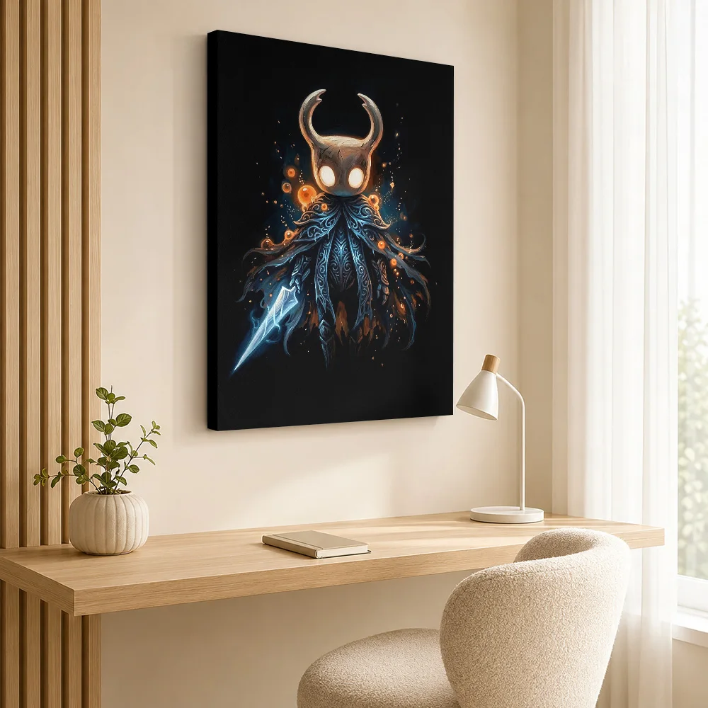 Hollow Knight Hero With Cloak Canvas Poster Personalized Photo Figure Illustration Wall Art For Console Corner Game Lover Gift