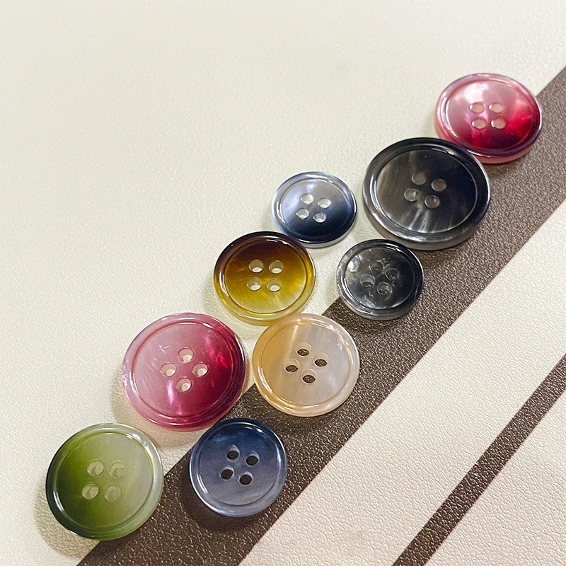 10pcs Gradient Color Resin 4 Holes Buttons Sewing Accessories DIY Clothing Coat Suit Sweater Button 15mm