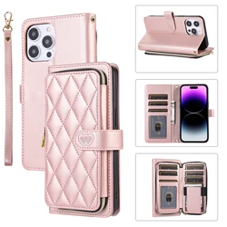 Skórzany futerał na zamek błyskawiczny na telefon IPhone 14 Pro Max 15 13 12 11 XR XS X 8 7 SE2022 pokrowiec na torebkę Crossbody