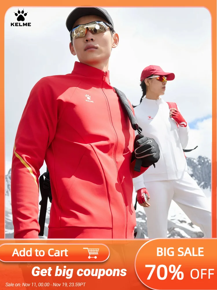 

Kelme Running Knitted Jacket Outdoor Sports Cardigan Jacket Team Uniform Stand Collar Windproof Comprehensive Training Jacket