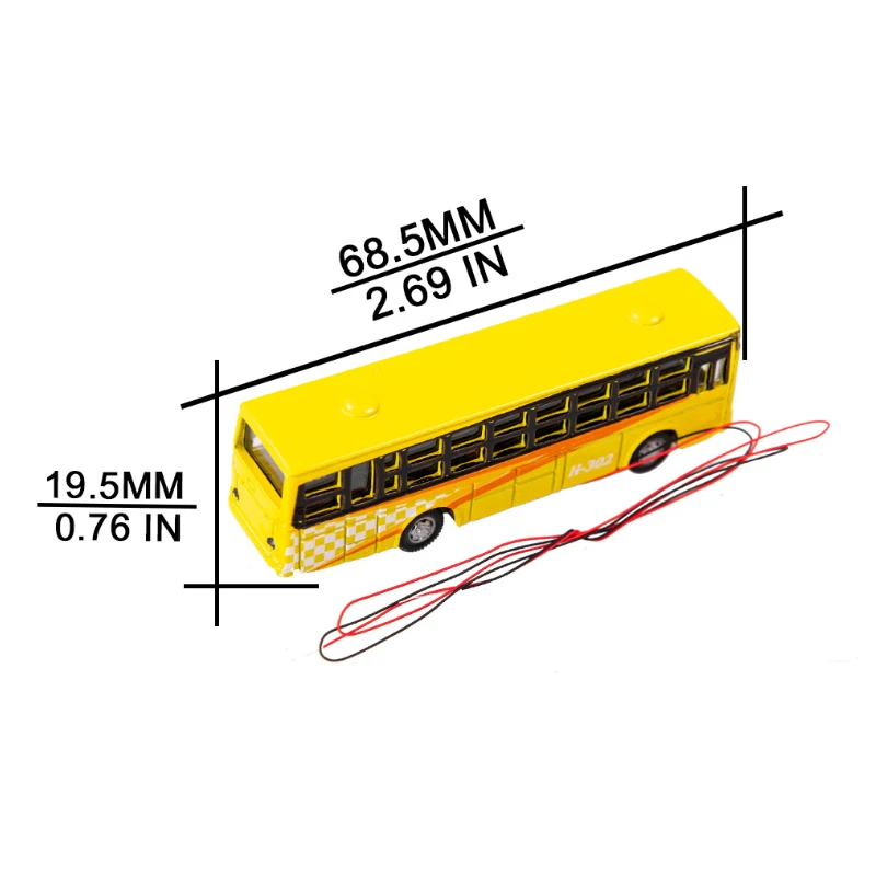 Scale 1:150 Miniature Luminous Bus Model Alloy Toy Car For Building Sand Table City Street Scene Layout Materials Diorama Kits