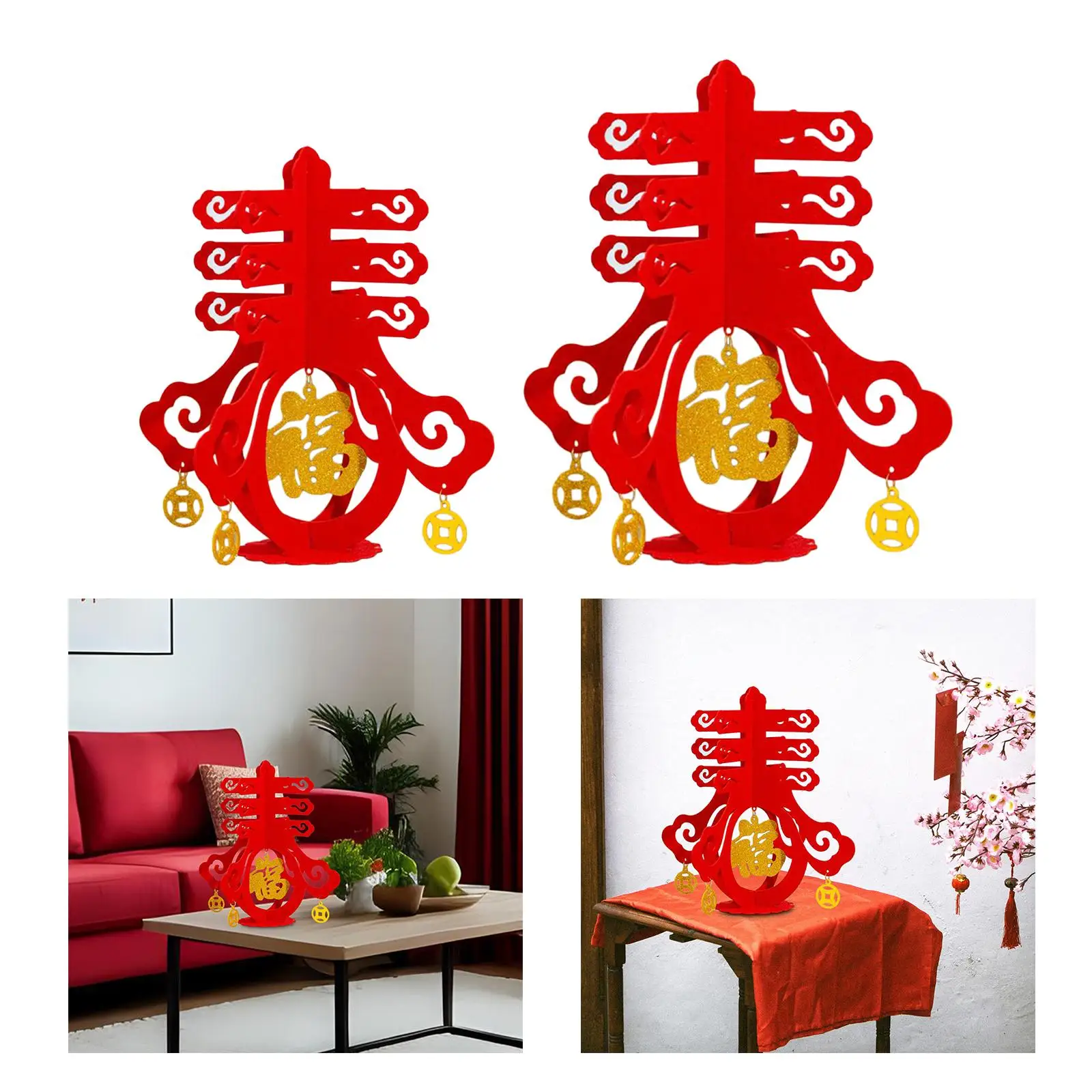 Ornamento di personaggi cinesi Chun con ciondolo Fu decorazioni di capodanno primavera