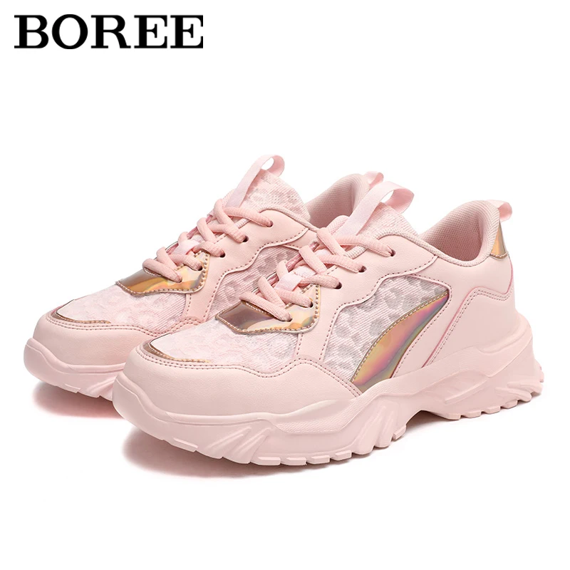 Spring Women Shoes Casual White Platform Sneskers Mesh Breathable Running Shoes For Women New Outdoor Lace-up Vulcanize Shoes