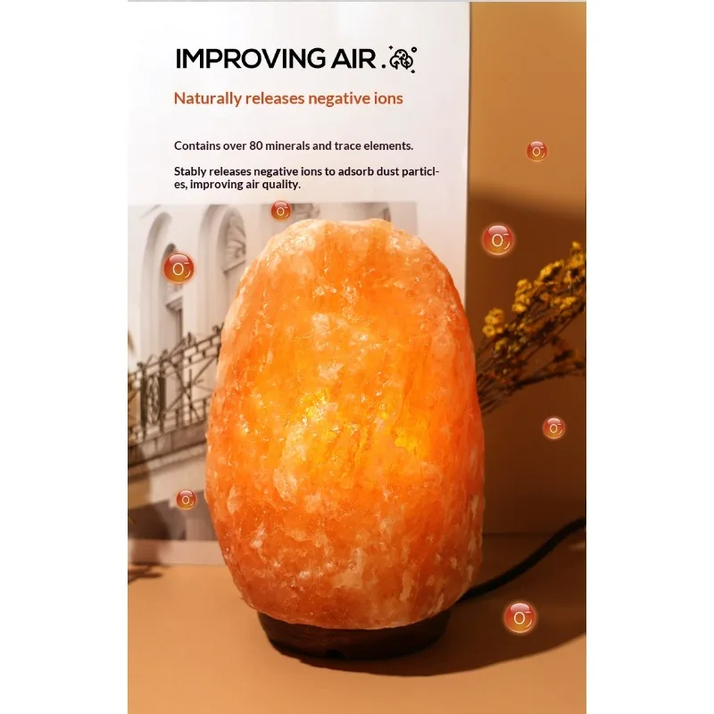 مصباح ملح الهيمالايا المستوردة مصباح الصخور الطبيعية فنغ شوي زخرفة غرفة نوم النوم ليلة محظوظ الإبداعية مصباح أرضي LED