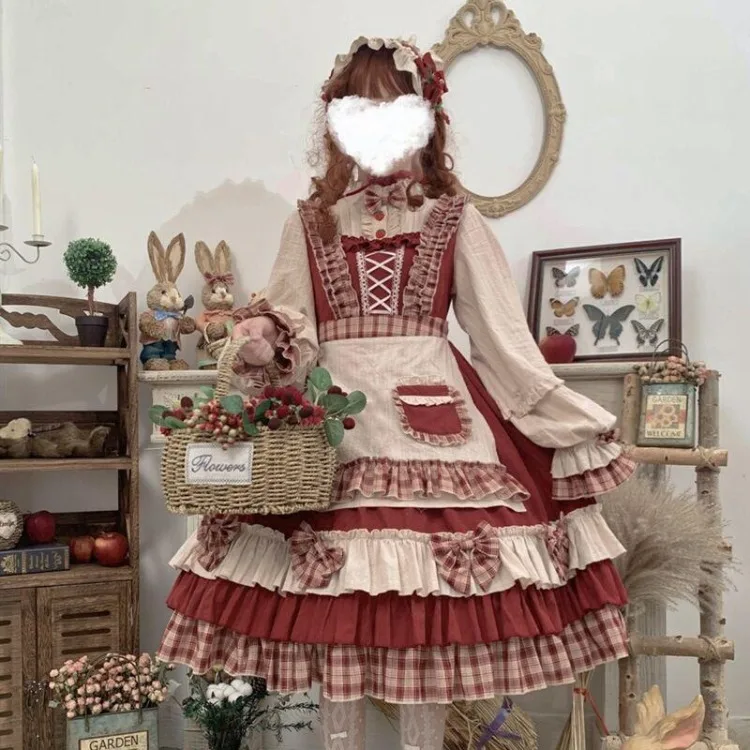 Oversize autunno inverno Lolita Bow mantello con cappuccio + Y2k abito Jk allentato a maniche lunghe per le donne set di due pezzi Vintage di moda