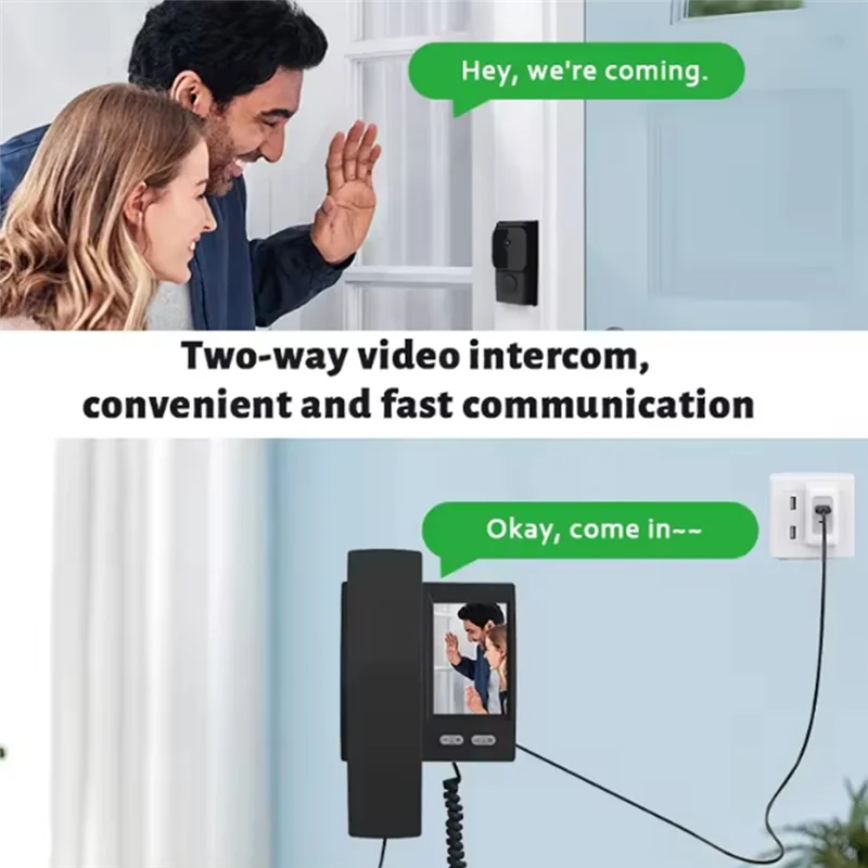 ABRU-Wireless Intercom Infrared Night Vision Doorbell 3.5-Inch IPS Screen Dialogue Door Camera Full Viewing Angle