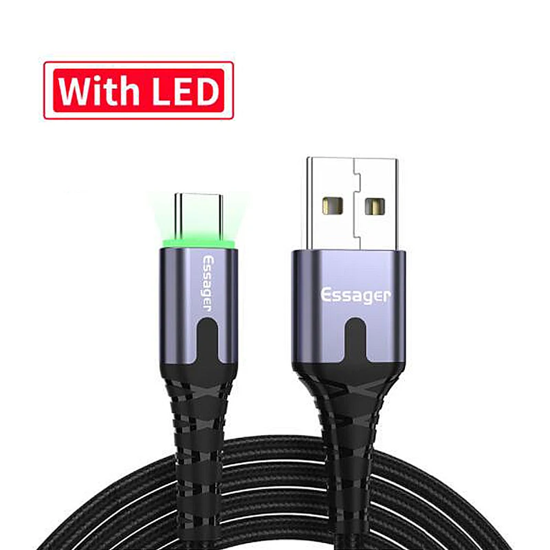 Cabo USB tipo c carregador magnético com led para carregar, atualizado