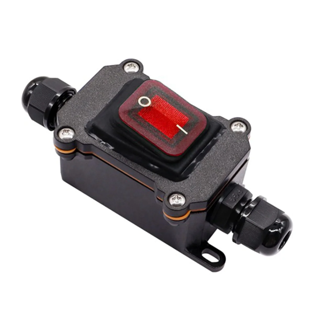 

PA-2PCS IP67 Waterproof Inline Cord Switch 12VDC 20A DPST on Off Outdoor Toggle Switch with Red Light Rocker