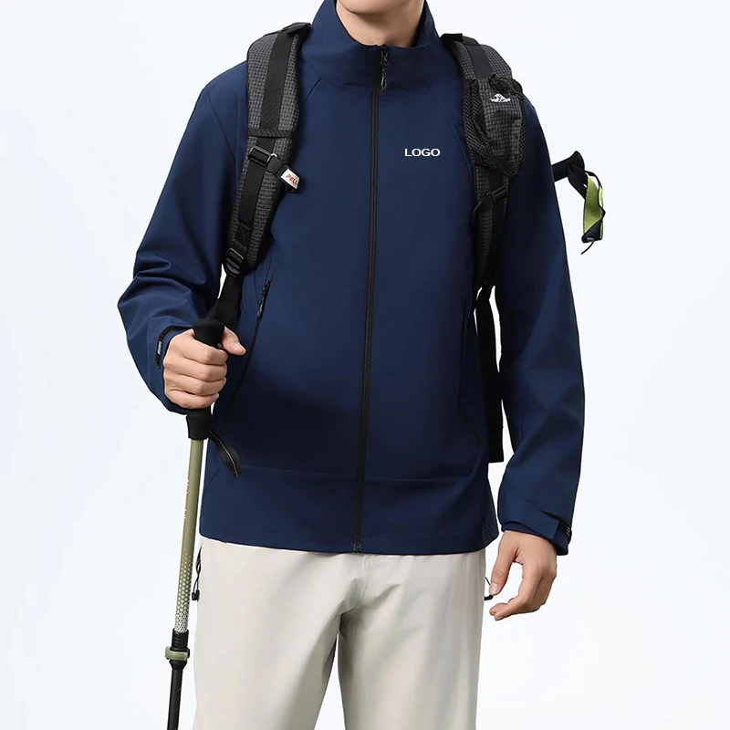 Custom Logo Thin Hard Shell Jacket Men, Lightweight Windproof Waterproof Stand Collar Raincoat, Corporate Teamwear, Personalized