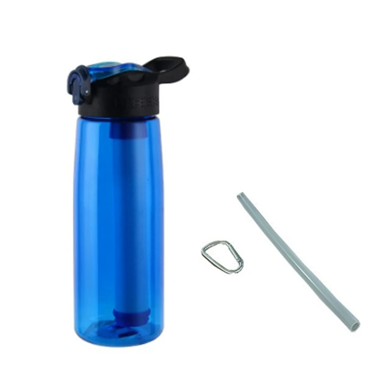 Top!-Water Bottle With Water Filter Lockable Lid BPA Free Water Purifier Bottle For Travel, Hiking, Camping, Emergency