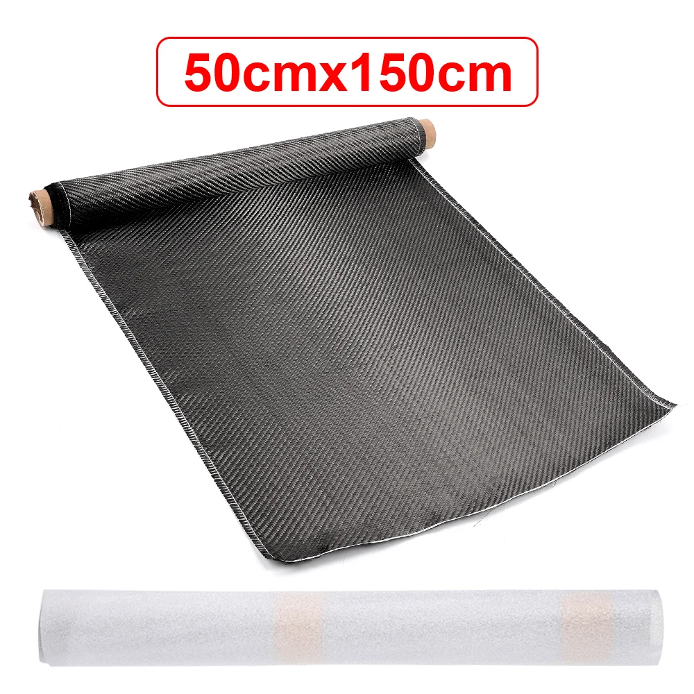 3K 200gsm Koolstofvezeldoek 50 cm / 30 cm breed Effen Koolstofstof voor commerciële auto-onderdelen Sportuitrusting